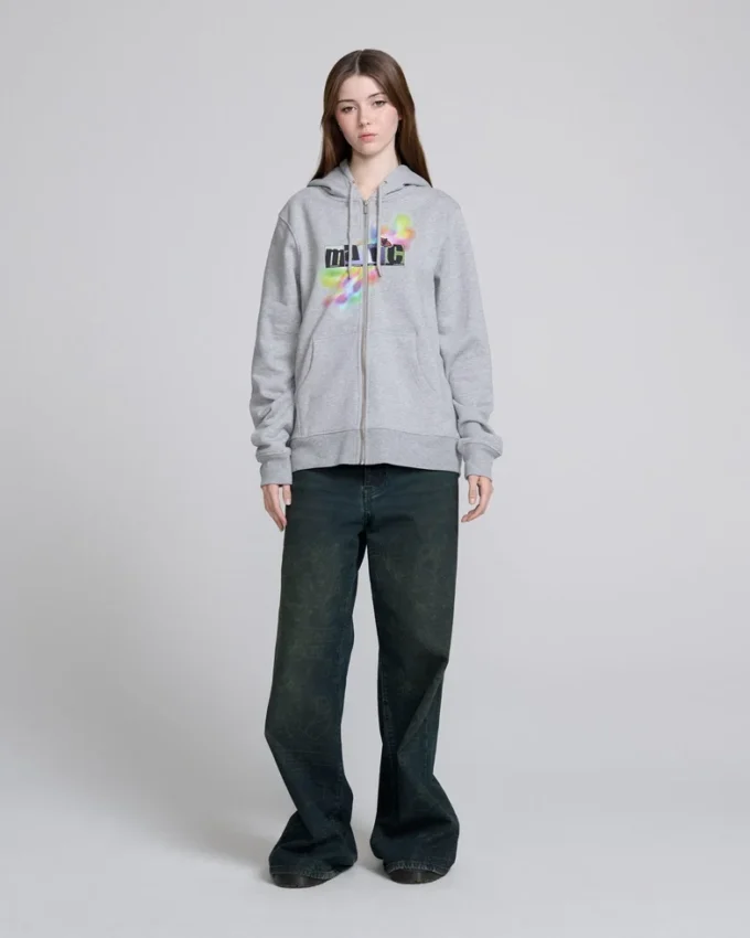 Angry For Love Fermuarlı Kapüşonlu Sweatshirt