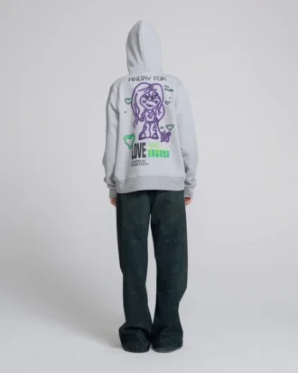 Angry For Love Fermuarlı Kapüşonlu Sweatshirt