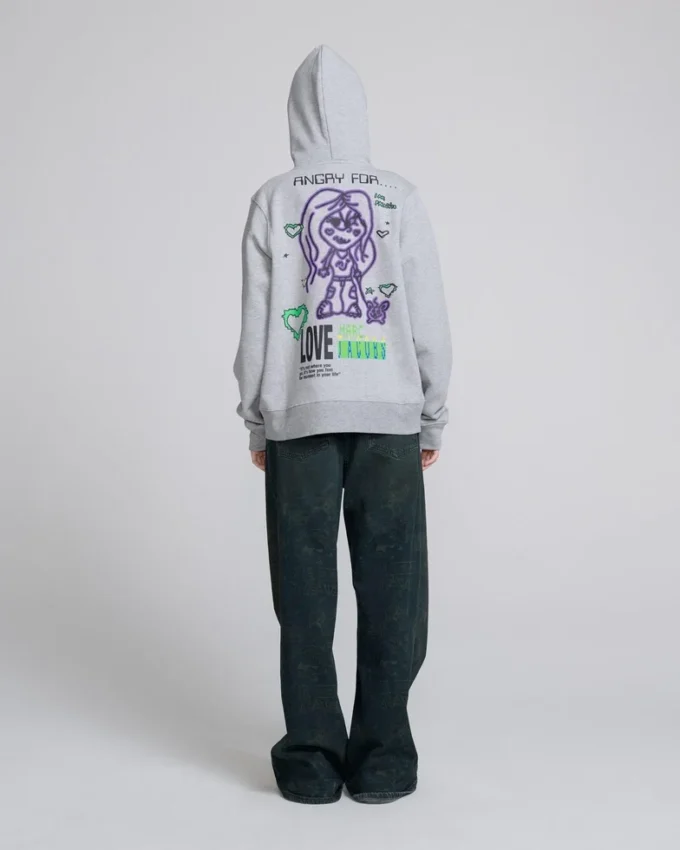 Angry For Love Fermuarlı Kapüşonlu Sweatshirt