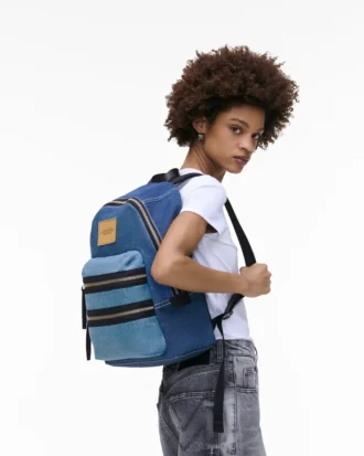 Biker Colorblock Denim Büyük Sırt Çantası