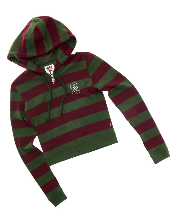 Dar Kesim Çizgili Fermuarlı Kapüşonlu Sweatshirt