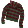 Dar Kesim Çizgili Fermuarlı Kapüşonlu Sweatshirt