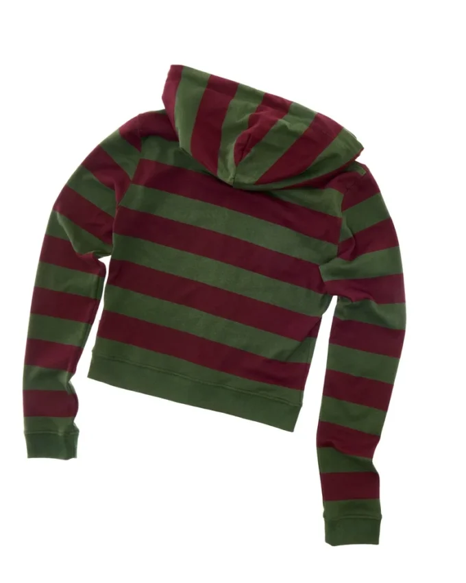 Dar Kesim Çizgili Fermuarlı Kapüşonlu Sweatshirt