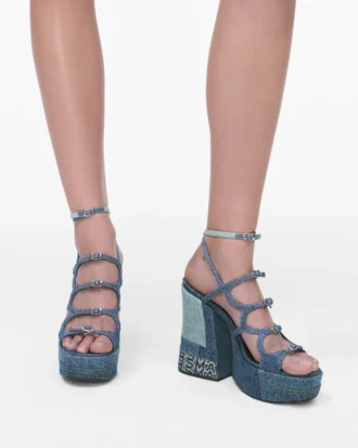 Deconstructed Denim Kiki Platform Sandalet