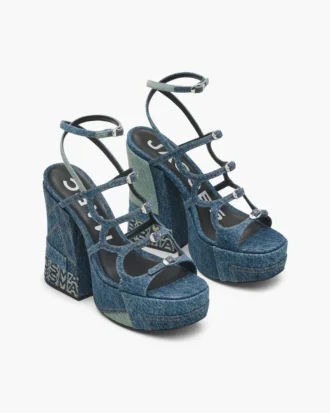 Deconstructed Denim Kiki Platform Sandalet