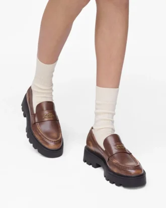 Distressed Deri Frankie Loafer