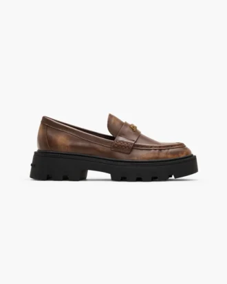 Distressed Deri Frankie Loafer