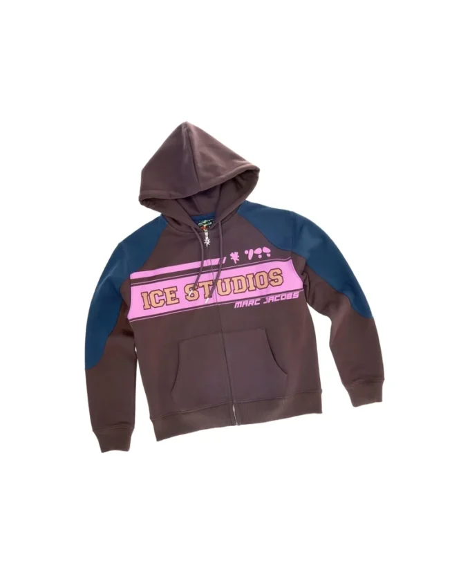 Ice Studios Moto Panel Fermuarlı Kapüşonlu Sweatshirt