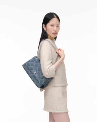 Kapitone Denim Çift İşlevli Omuz Çantası