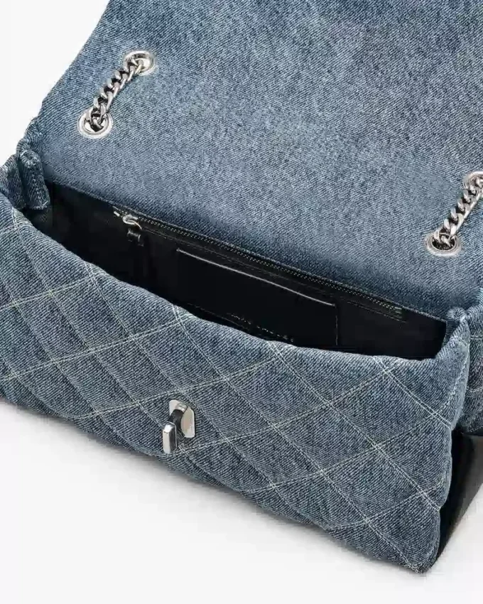 Kapitone Denim Çift İşlevli Omuz Çantası