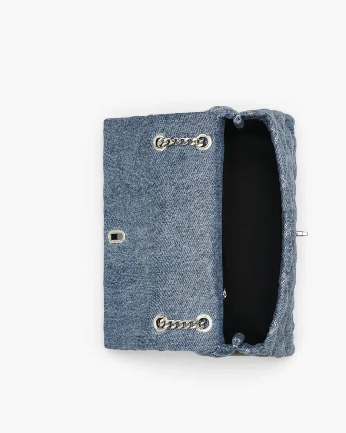 Kapitone Denim Çift İşlevli Omuz Çantası