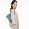Kapitone Denim Mini Çift Omuz Çantası