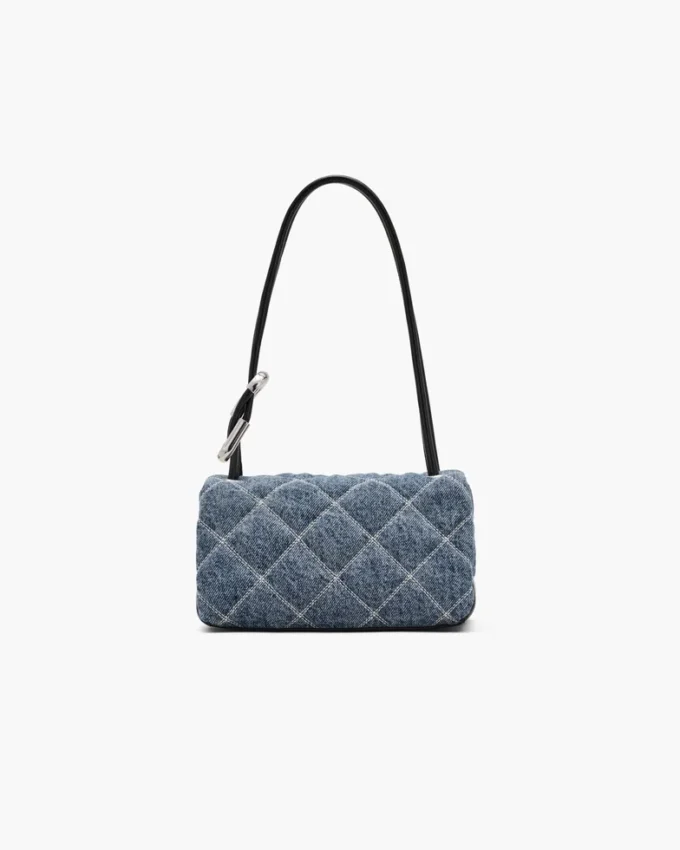 Kapitone Denim Mini Çift Omuz Çantası