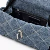 Kapitone Denim Mini Çift Omuz Çantası