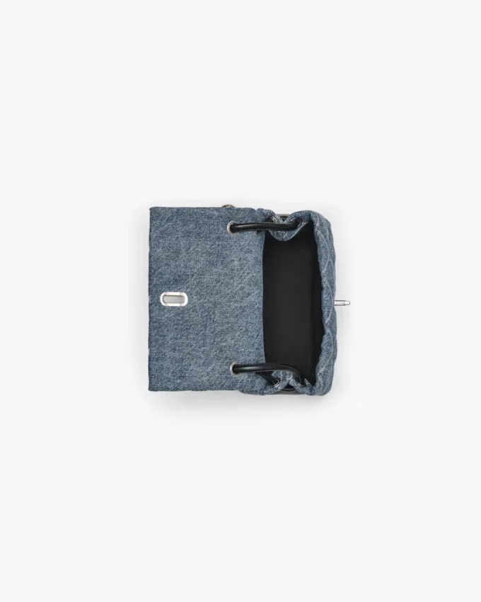 Kapitone Denim Mini Çift Omuz Çantası