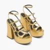 Metalik Deri Kiki Platform Sandalet Metalik Deri Kiki Platform Sandalet