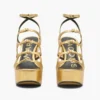 Metalik Deri Kiki Platform Sandalet Metalik Deri Kiki Platform Sandalet