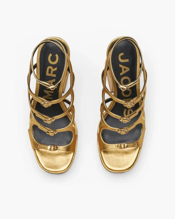 Metalik Deri Kiki Platform Sandalet Metalik Deri Kiki Platform Sandalet