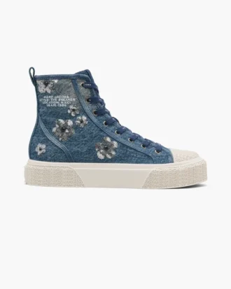 Sequin Daisy Denim Yüksek Topuklu Spor Ayakkabı