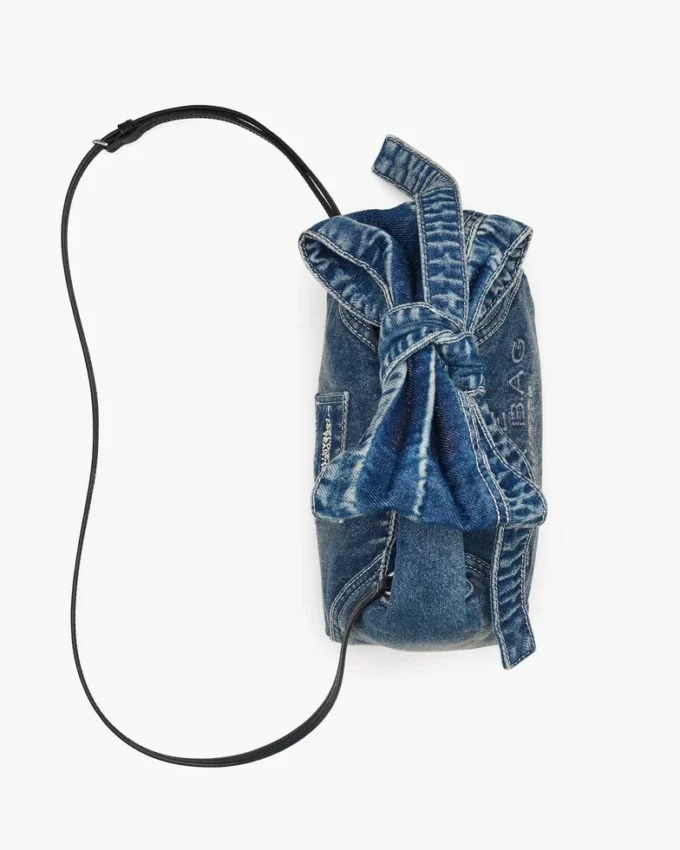 The Bow Denim Mini Sack Bag