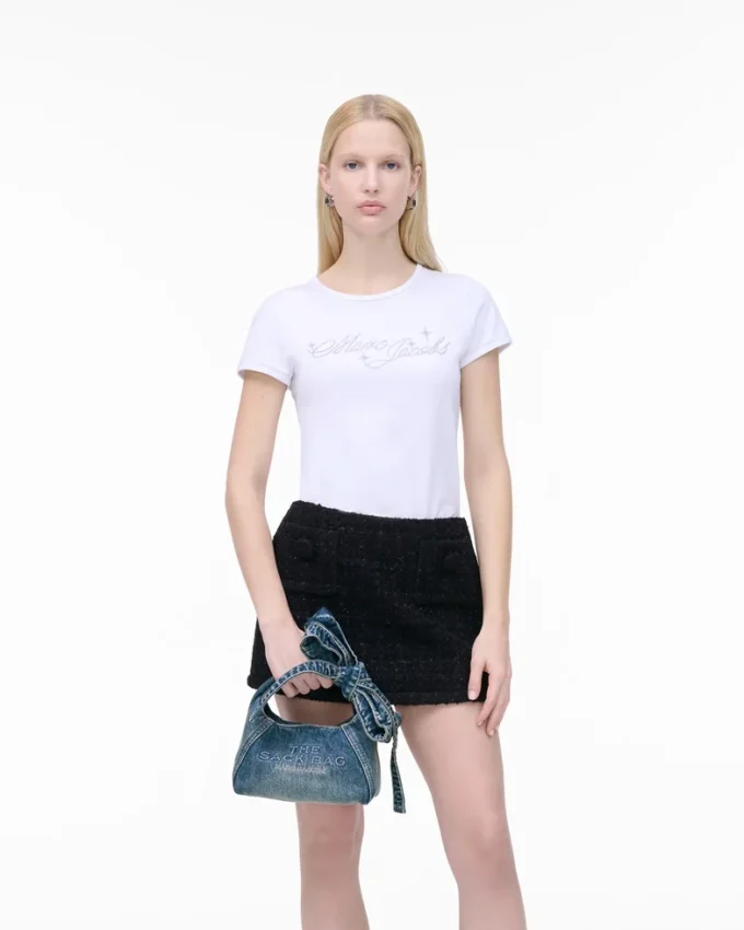 The Bow Denim Mini Sack Bag