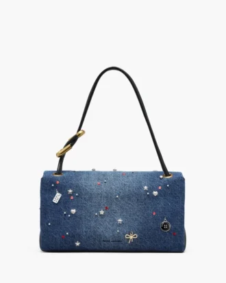 Trinket Charm Denim Büyük Çift Çanta