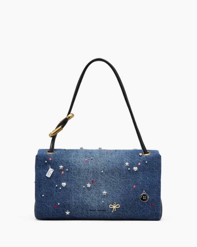 Trinket Charm Denim Büyük Çift Çanta Trinket Charm Denim Büyük Çift Çanta