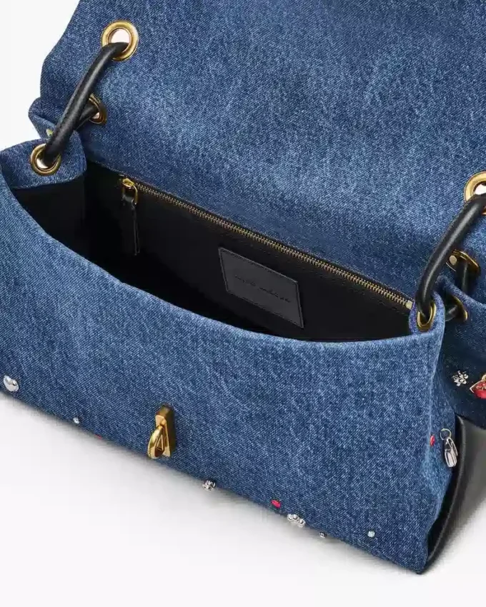 Trinket Charm Denim Büyük Çift Çanta Trinket Charm Denim Büyük Çift Çanta
