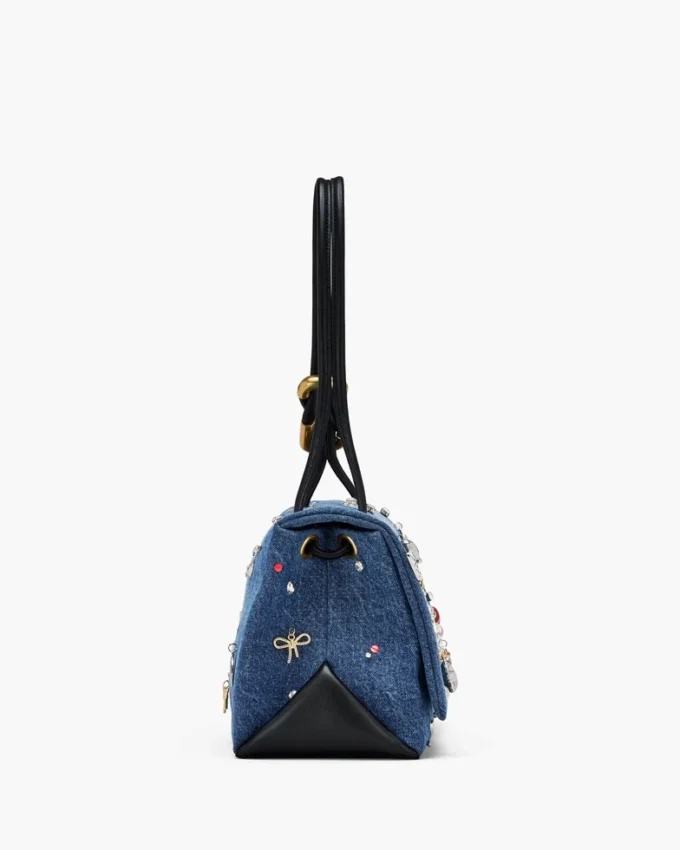 Trinket Charm Denim Büyük Çift Çanta Trinket Charm Denim Büyük Çift Çanta