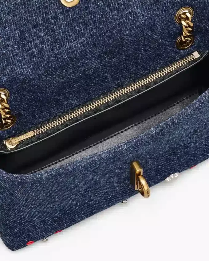 Trinket Charm Denim Çift Zincirli Mini Çanta Trinket Charm Denim Çift Zincirli Mini Çanta