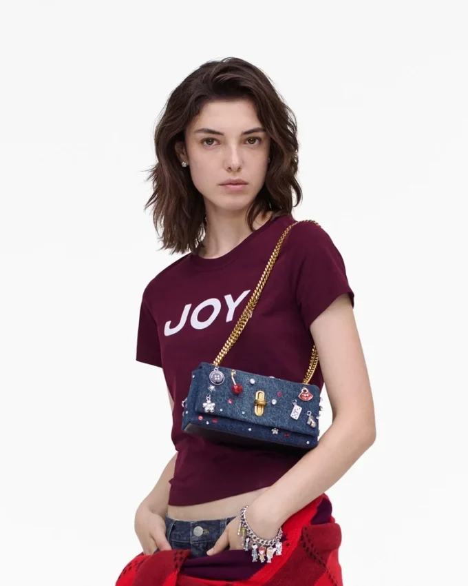 Trinket Charm Denim Çift Zincirli Mini Çanta Trinket Charm Denim Çift Zincirli Mini Çanta