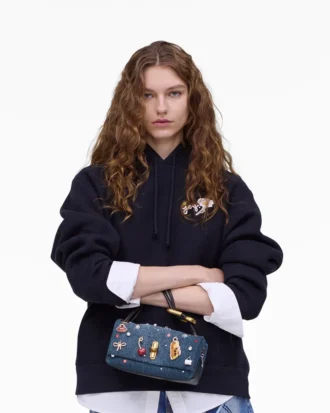 Trinket Charm Denim Mini Çift Çanta