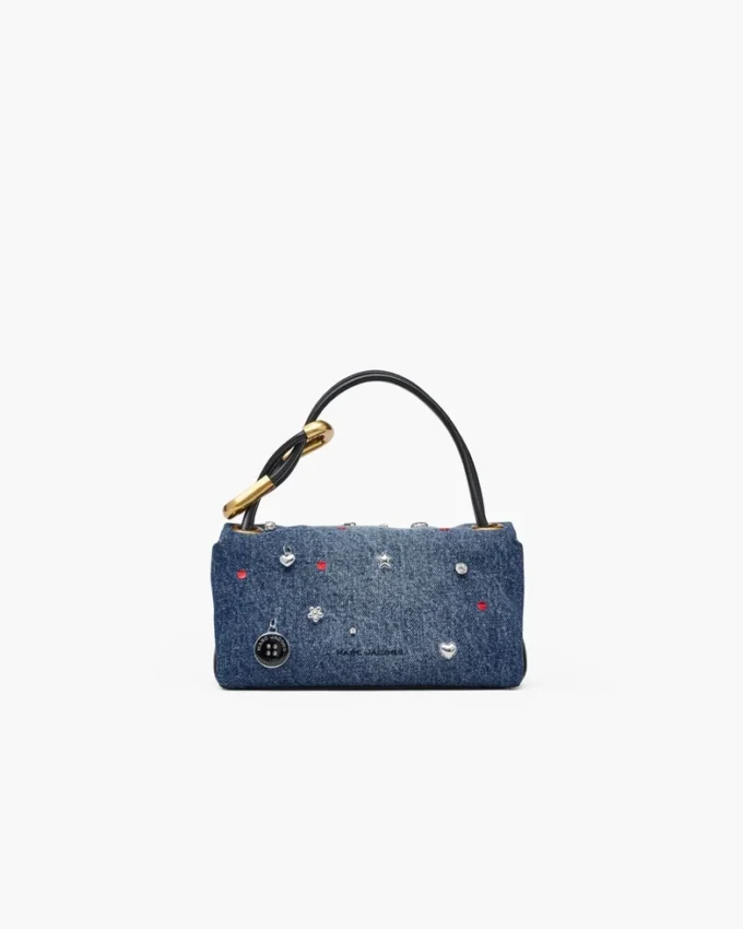 Trinket Charm Denim Mini Çift Çanta Trinket Charm Denim Mini Çift Çanta