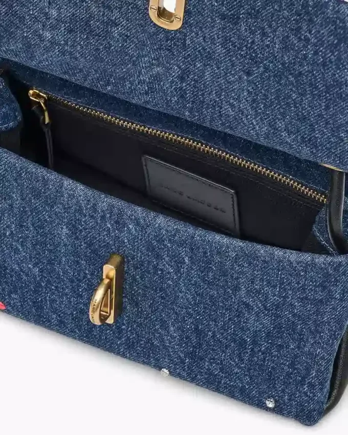 Trinket Charm Denim Mini Çift Çanta Trinket Charm Denim Mini Çift Çanta