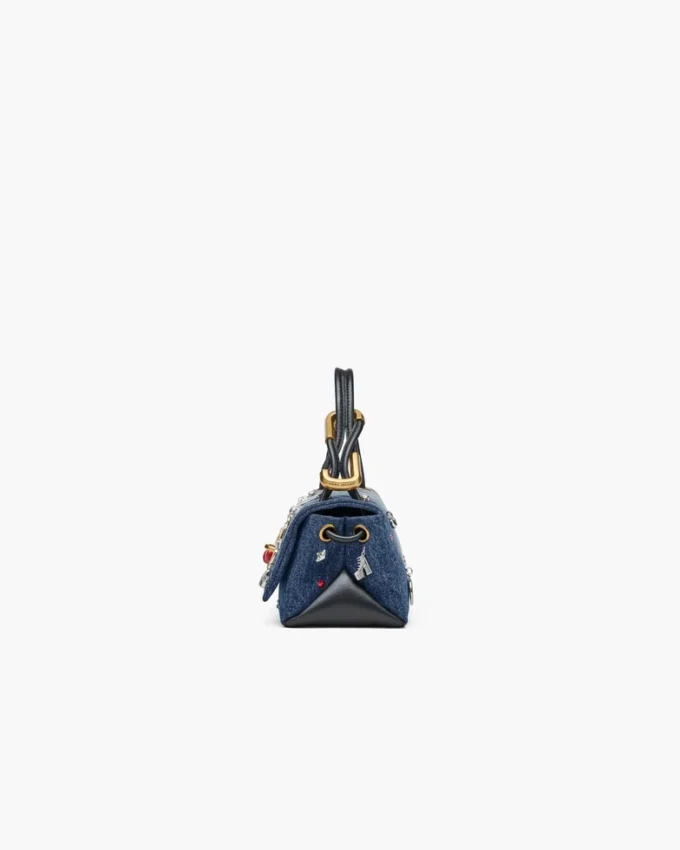 Trinket Charm Denim Mini Çift Çanta Trinket Charm Denim Mini Çift Çanta