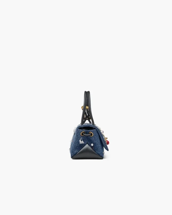 Trinket Charm Denim Mini Çift Çanta Trinket Charm Denim Mini Çift Çanta