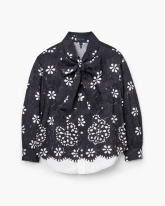 Trompe L’Oeil Eyelet Bow Bluz