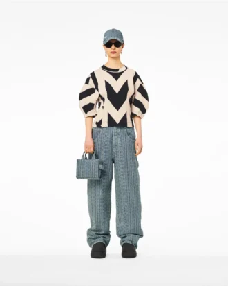 Yıkanmış Monogram Denim Çapraz Askılı Tote Bag Yıkanmış Monogram Denim Çapraz Askılı Tote Bag
