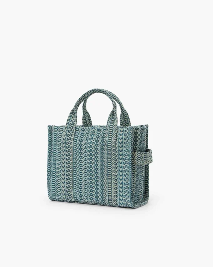 Yıkanmış Monogram Denim Küçük Tote Bag