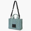 Yıkanmış Monogram Denim Orta Boy Tote Bag