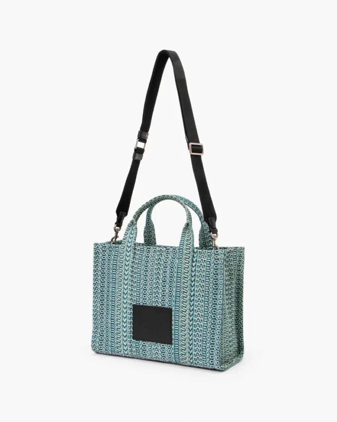 Yıkanmış Monogram Denim Orta Boy Tote Bag