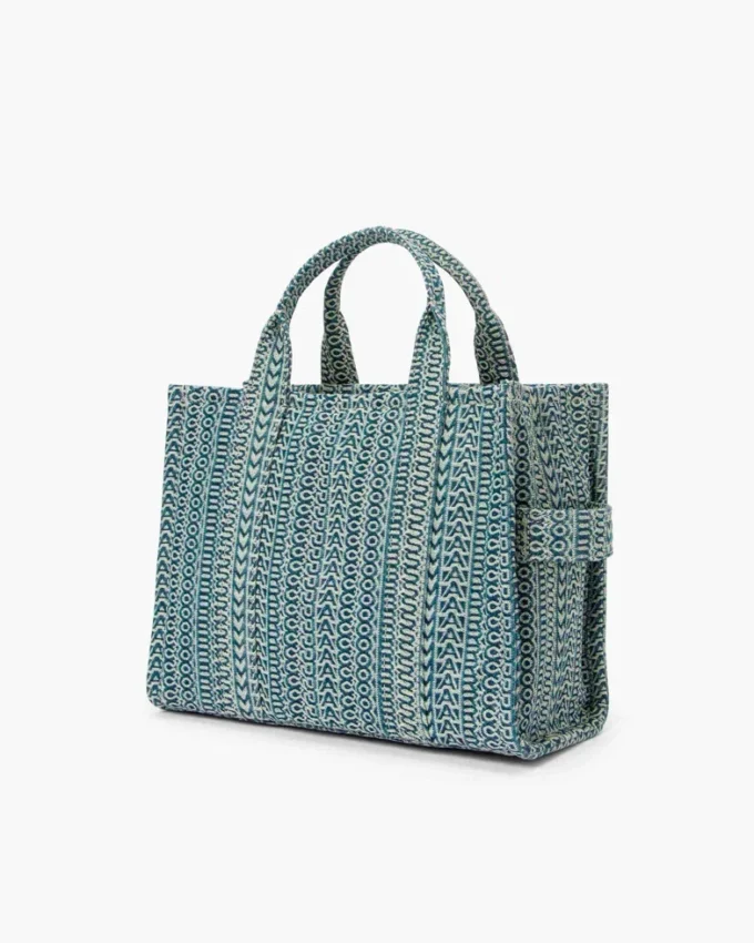 Yıkanmış Monogram Denim Orta Boy Tote Bag
