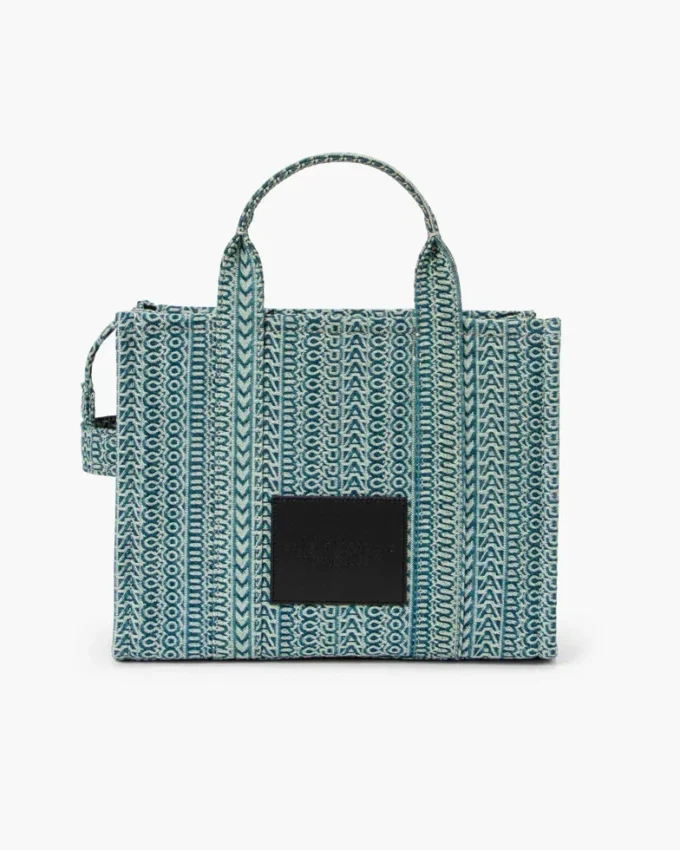 Yıkanmış Monogram Denim Orta Boy Tote Bag