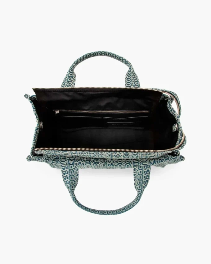 Yıkanmış Monogram Denim Orta Boy Tote Bag