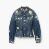 Yırtık ve Onarılmış Flüt Desenli Denim Ceket Yırtık ve Onarılmış Flüt Desenli Denim Ceket