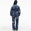 Yırtık ve Onarılmış Flüt Desenli Denim Ceket Yırtık ve Onarılmış Flüt Desenli Denim Ceket